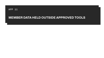 APP 11 MEMBER DATA HELD OUTSIDE APPROVED TOOLS
